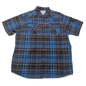 Most Official Seven MO7 Mens Button Down Shirt Plaid Blue Black‎ - Size 2XL